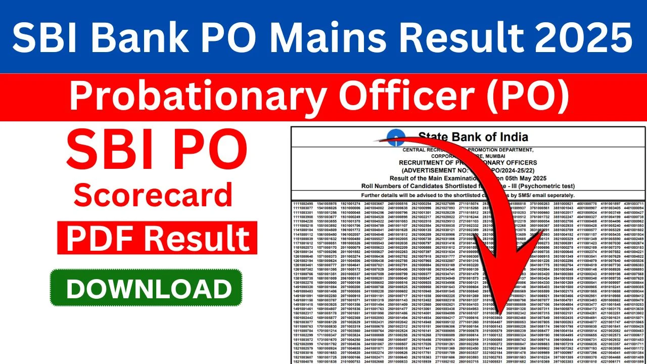 SBI Bank PO Mains Result 2025