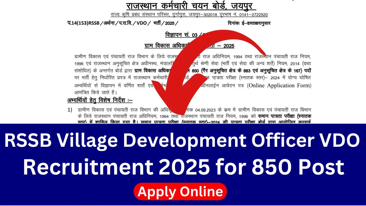RSSB Village Development Officer VDO Recruitment 2025