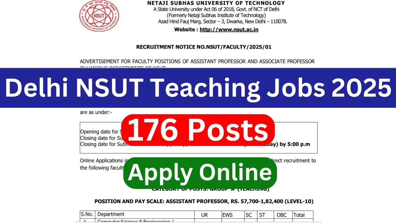 Delhi NSUT Teaching Recruitment