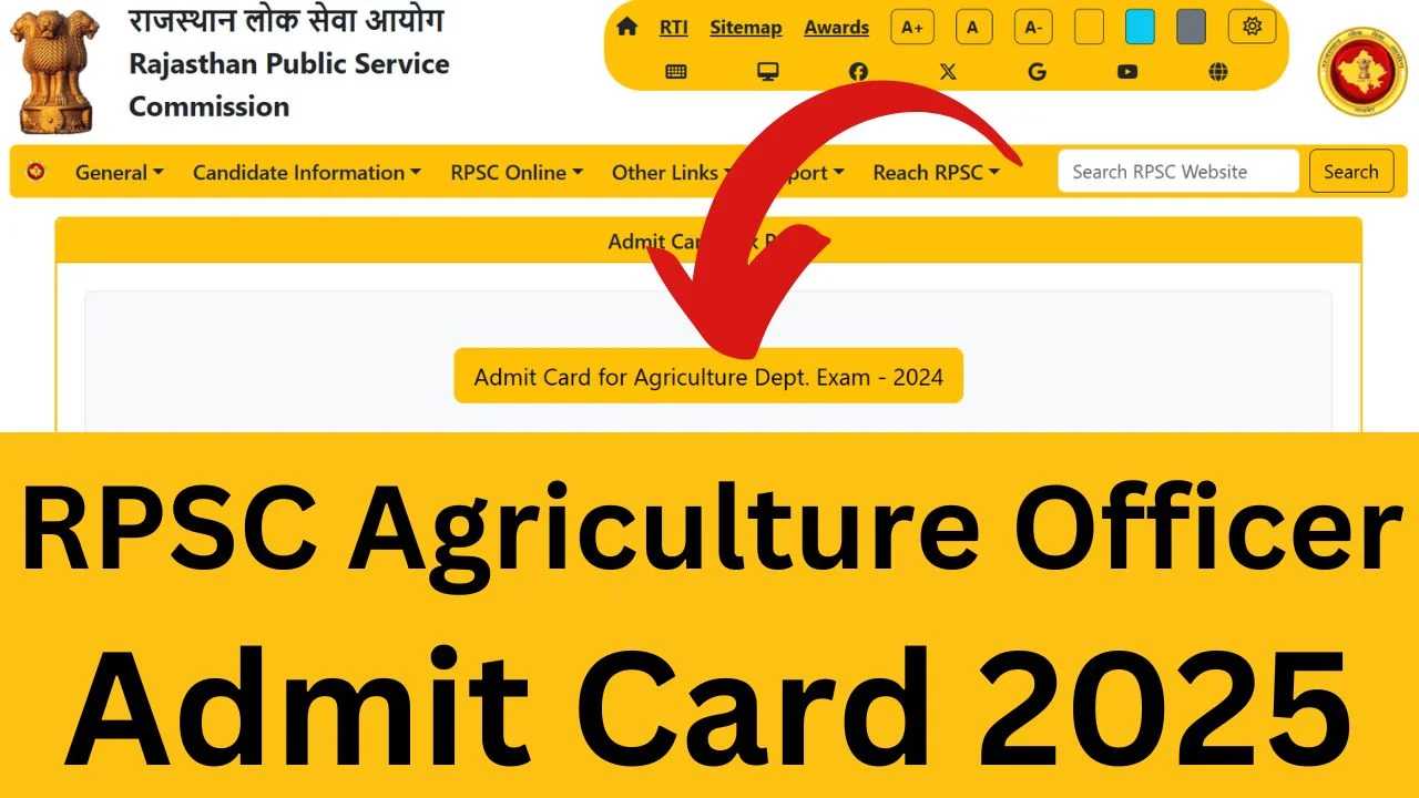 RPSC Agriculture Officer Admit Card