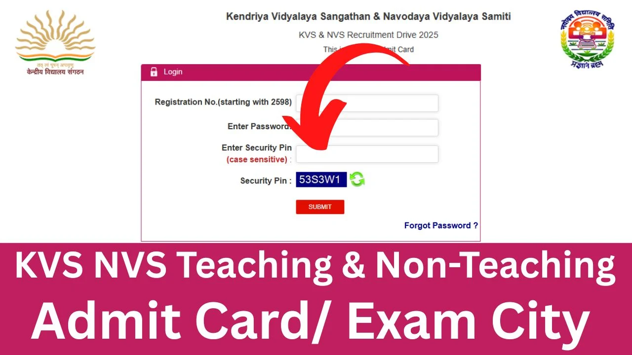 KVS NVS Teaching & Non-Teaching Admit Card